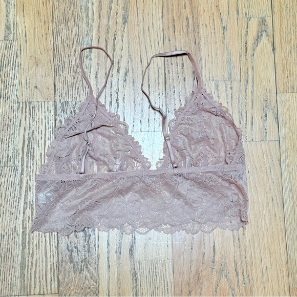 FREE PEOPLE Floral Lace Bralette Dusty Rose size Large - Picture 2 of 3